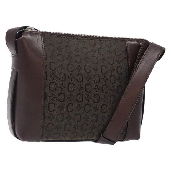 CELINE C Macadam Canvas Shoulder Bag Brown Silver - Picture 1 of 12